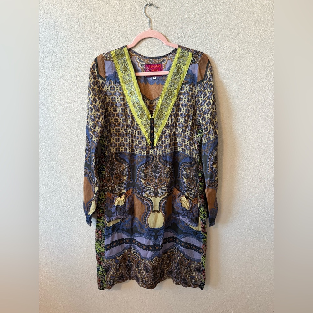 Johnny Was Floral Embroidered Dress